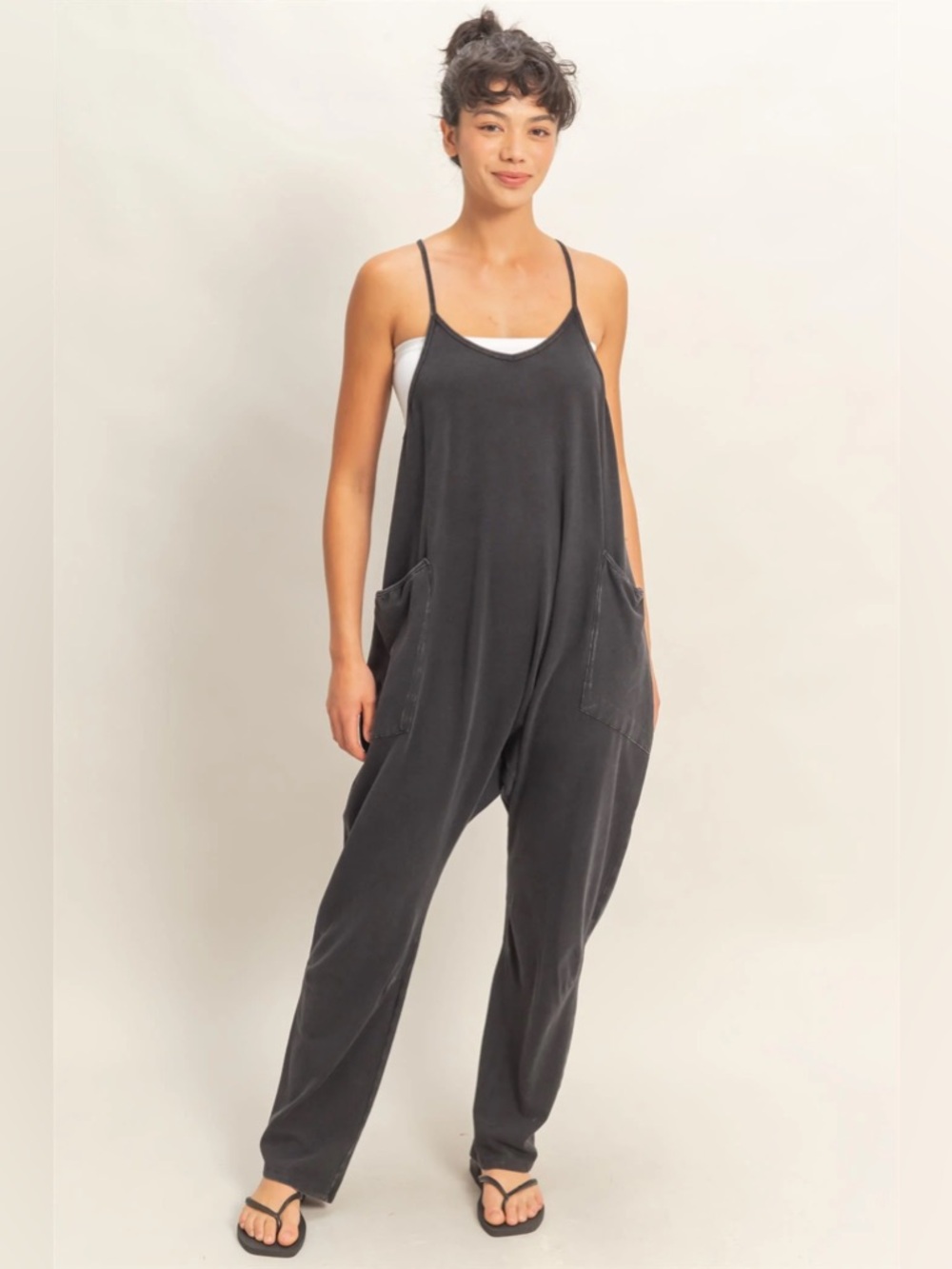 Double Zero Charcoal Gray Spaghetti Strap Jumpsuit